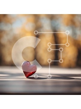 Intra Συλλεκτικό Ξύλινο Παζλ Plywood  4mm - Κόκκινη καρδιά σε ξύλινο τραπέζι με θολό φόντο Σε Ξύλινο Κουτί - Διαστάσεις Puzzle: 10x10 cm – 25 κομμάτια