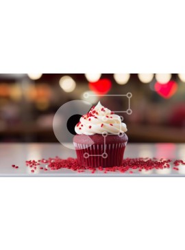 Σετ των 2 Intra Συλλεκτικό Ξύλινο Παζλ Plywood  4mm - Νόστιμο κόκκινο Cupcake με Λευκό Πάγωμα και Πασπαλίσματα Σε Ξύλινο Κουτί - Διαστάσεις: 10x10 cm – 25 κομμάτια
