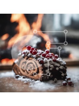 Σετ των 2 Intra Συλλεκτικό Ξύλινο Παζλ Plywood  4mm - Κέικ σοκολάτας με κόκκινα μούρα και χιόνι μπροστά από τζάκι Σε Ξύλινο Κουτί - Διαστάσεις: 10x10 cm – 25 κομμάτια