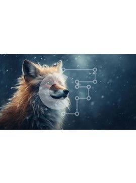 Intra Συλλεκτικό Ξύλινο Παζλ Plywood  4mm - Κόκκινη αλεπού που στέκεται στο χιόνι Σε Ξύλινο Κουτί - Διαστάσεις: 10x10 cm – 25 κομμάτια