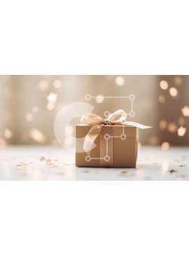 Intra Συλλεκτικό Ξύλινο Παζλ Plywood  4mm - Χρυσό κουτί δώρου με φόντο αστέρια Σε Ξύλινο Κουτί - Διαστάσεις Puzzle: 10x10 cm – 25 κομμάτια