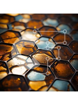 Intra Συλλεκτικό Ξύλινο Παζλ Plywood  4mm - Κοντινή όψη του μοτίβου κηρήθρας σε καφέ και κίτρινο Σε Ξύλινο Κουτί - Διαστάσεις Puzzle: 10x10 cm – 25 κομμάτια