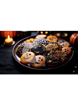 Intra Συλλεκτικό Ξύλινο Παζλ Plywood  4mm - Πιάτο μπισκότων με κεριά με θέμα το Halloween Σε Ξύλινο Κουτί - Διαστάσεις Puzzle: 10x10 cm – 25 κομμάτια