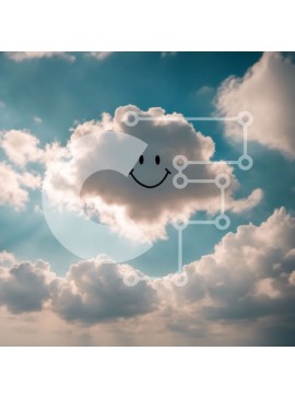 Intra Συλλεκτικό Ξύλινο Παζλ Plywood  4mm - Χαμογελαστό σύννεφο στον ουρανό με τα γύρω σύννεφα Σε Ξύλινο Κουτί - Διαστάσεις Puzzle: 10x10 cm – 25 κομμάτια