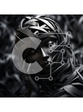 Σετ των 2 Intra Συλλεκτικό Ξύλινο Παζλ Plywood  4mm - Γυναίκα με περίπλοκο μαύρο χαρτί κεφαλής Σε Ξύλινο Κουτί - Διαστάσεις: 10x10 cm – 25 κομμάτια