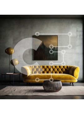 Intra Συλλεκτικό Ξύλινο Παζλ Plywood  4mm - Κομψός κίτρινος καναπές σε ένα ζεστό δωμάτιο με χαμηλό φωτισμό Σε Ξύλινο Κουτί - Διαστάσεις Puzzle: 10x10 cm – 25 κομμάτια