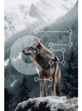 Σετ των 2 Intra Συλλεκτικό Ξύλινο Παζλ Plywood  4mm - Εκπληκτική εικόνα του γκρίζου λύκου σε χιονισμένο τοπίο Σε Ξύλινο Κουτί - Διαστάσεις: 10x10 cm – 25 κομμάτια