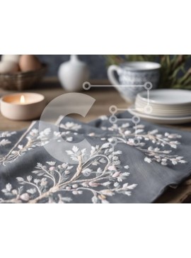 Σετ των 2 Intra Συλλεκτικό Ξύλινο Παζλ Plywood  4mm - Κομψό τραπέζι με λουλουδένιες χαρτοπετσέτες και φλιτζάνια τσαγιού Σε Ξύλινο Κουτί - Διαστάσεις: 10x10 cm – 25 κομμάτια