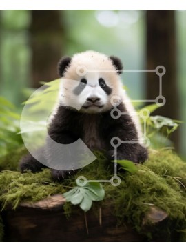 Σετ των 2 Intra Συλλεκτικό Ξύλινο Παζλ Plywood  4mm - Αξιολάτρευτη εικόνα ενός μωρού Panda που κοιμάται σε ένα καταπράσινο δάσος Σε Ξύλινο Κουτί - Διαστάσεις: 10x10 cm – 25 κομμάτια