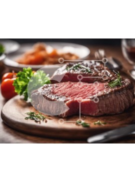 Σετ των 2 Intra Συλλεκτικό Ξύλινο Παζλ Plywood  4mm - Μπριζόλα σε φέτες σε ξύλινο ξύλο κοπής με σκεύη Σε Ξύλινο Κουτί - Διαστάσεις: 10x10 cm – 25 κομμάτια