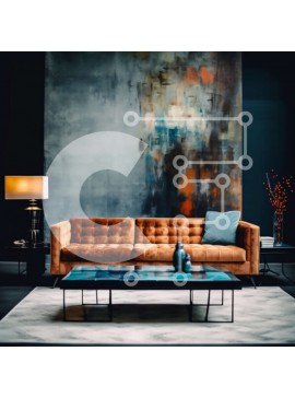 Intra Συλλεκτικό Ξύλινο Παζλ Plywood  4mm - Κομψό σαλόνι με δερμάτινο καναπέ και καλλιτεχνική διακόσμηση τοίχου Σε Ξύλινο Κουτί - Διαστάσεις Puzzle: 10x10 cm – 25 κομμάτια