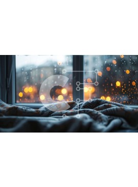 Intra Συλλεκτικό Ξύλινο Παζλ Plywood  4mm - Βροχερό παράθυρο με κουβέρτα και ομπρέλα Σε Ξύλινο Κουτί - Διαστάσεις Puzzle: 10x10 cm – 25 κομμάτια