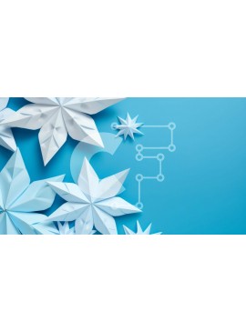 Intra Συλλεκτικό Ξύλινο Παζλ Plywood  4mm - Χειμερινή χώρα των θαυμάτων: Λευκές νιφάδες χιονιού Origami σε μπλε φόντο Σε Ξύλινο Κουτί - Διαστάσεις Puzzle: 10x10 cm – 25 κομμάτια