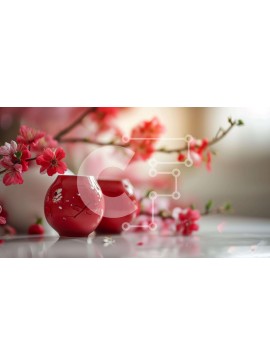 Intra Συλλεκτικό Ξύλινο Παζλ Plywood  4mm - Έργο τέχνης ανάποδο βάζου με κόκκινα βάζα και ροζ λουλούδια Σε Ξύλινο Κουτί - Διαστάσεις Puzzle: 10x10 cm – 25 κομμάτια