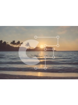 Intra Συλλεκτικό Ξύλινο Παζλ Plywood  4mm - Όμορφο ηλιοβασίλεμα πάνω από μια τροπική παραλία με φοίνικες Σε Ξύλινο Κουτί - Διαστάσεις: 10x10 cm – 25 κομμάτια