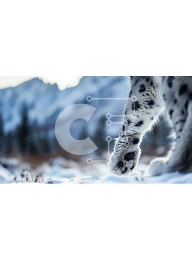 Σετ των 2 Intra Συλλεκτικό Ξύλινο Παζλ Plywood  4mm - Snow Leopard Paw στο χιόνι Σε Ξύλινο Κουτί - Διαστάσεις: 10x10 cm – 25 κομμάτια