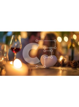 Intra Συλλεκτικό Ξύλινο Παζλ Plywood  4mm - Ρομαντικό δείπνο υπό το φως των κεριών με κερί σε σχήμα καρδιάς και ποτήρια κρασιού Σε Ξύλινο Κουτί - Διαστάσεις Puzzle: 10x10 cm – 25 κομμάτια