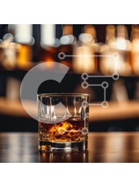 Σετ των 2 Intra Συλλεκτικό Ξύλινο Παζλ Plywood  4mm - Ποτήρι ουίσκι με πάγο σε μπαρ Σε Ξύλινο Κουτί - Διαστάσεις: 10x10 cm – 25 κομμάτια