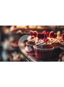 Σετ των 2 Intra Συλλεκτικό Ξύλινο Παζλ Plywood  4mm - Cupcakes για την ημέρα του Αγίου Βαλεντίνου με Red Frosting και Πασπαλίσματα σε σχήμα καρδιάς Σε Ξύλινο Κουτί - Διαστάσεις: 10x10 cm – 25 κομμάτια