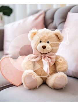 Intra Συλλεκτικό Ξύλινο Παζλ Plywood  4mm - Ζεστή σκηνή του Αγίου Βαλεντίνου με αρκουδάκι και κουτί σε σχήμα καρδιάς Σε Ξύλινο Κουτί - Διαστάσεις Puzzle: 10x10 cm – 25 κομμάτια