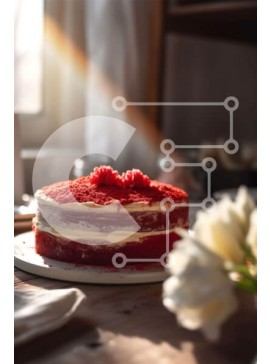 Σετ των 2 Intra Συλλεκτικό Ξύλινο Παζλ Plywood  4mm - Νόστιμο Red Velvet Cake με κρέμα τυριού Frosting και τριαντάφυλλο Σε Ξύλινο Κουτί - Διαστάσεις: 10x10 cm – 25 κομμάτια