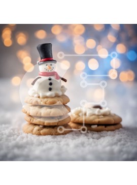 Σετ των 2 Intra Συλλεκτικό Ξύλινο Παζλ Plywood  4mm - Στοίβα από μπισκότα διακοπών με χιονάνθρωπους και νιφάδα χιονιού Σε Ξύλινο Κουτί - Διαστάσεις: 10x10 cm – 25 κομμάτια