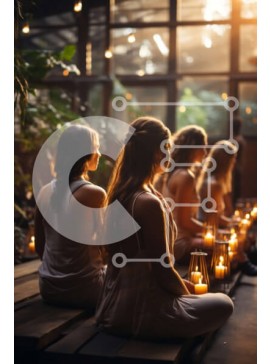 Intra Συλλεκτικό Ξύλινο Παζλ Plywood  4mm - Γαλήνια εικόνα γυναικών με λευκά ρούχα που κάνουν γιόγκα Σε Ξύλινο Κουτί - Διαστάσεις Puzzle: 10x10 cm – 25 κομμάτια