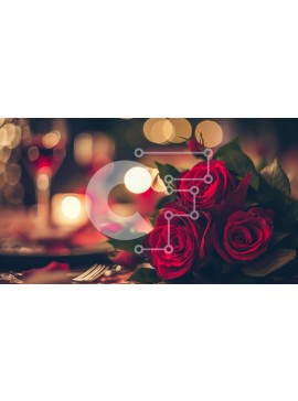 Σετ των 2 Intra Συλλεκτικό Ξύλινο Παζλ Plywood  4mm - Προσωπικό σκηνικό δείπνου με κόκκινα τριαντάφυλλα και κεριά Σε Ξύλινο Κουτί - Διαστάσεις: 10x10 cm – 25 κομμάτια