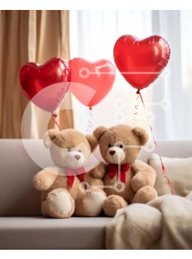Intra Συλλεκτικό Ξύλινο Παζλ Plywood  4mm - Teddy Bears για την Ημέρα του Αγίου Βαλεντίνου σε έναν άνετο καναπέ Σε Ξύλινο Κουτί - Διαστάσεις Puzzle: 10x10 cm – 25 κομμάτια