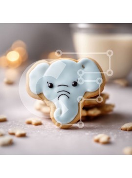 Σετ των 2 Intra Συλλεκτικό Ξύλινο Παζλ Plywood  4mm - Μπισκότο σε σχήμα ελέφαντα με γάλα στο τραπέζι Σε Ξύλινο Κουτί - Διαστάσεις: 10x10 cm – 25 κομμάτια