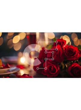 Σετ των 2 Intra Συλλεκτικό Ξύλινο Παζλ Plywood  4mm - Ρομαντικό τραπέζι δείπνου με κόκκινα τριαντάφυλλα και κρασί Σε Ξύλινο Κουτί - Διαστάσεις: 10x10 cm – 25 κομμάτια