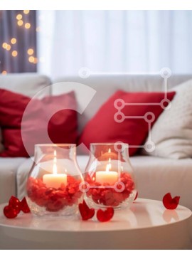 Intra Συλλεκτικό Ξύλινο Παζλ Plywood  4mm - Ρομαντική διακόσμηση τραπεζιού σαλονιού με κεριά και καρδιές Σε Ξύλινο Κουτί - Διαστάσεις Puzzle: 10x10 cm – 25 κομμάτια