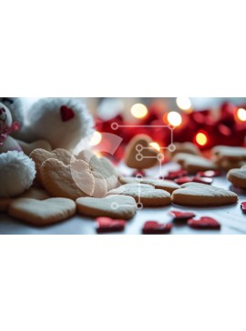 Intra Συλλεκτικό Ξύλινο Παζλ Plywood  4mm - Αρκουδάκι του Αγίου Βαλεντίνου με μπισκότα και διακοσμητικά Σε Ξύλινο Κουτί - Διαστάσεις Puzzle: 10x10 cm – 25 κομμάτια