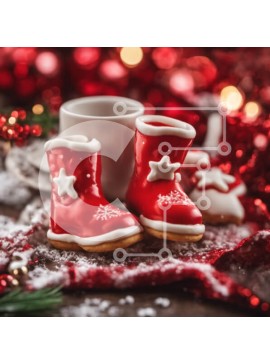 Intra Συλλεκτικό Ξύλινο Παζλ Plywood  4mm - Κόκκινες μπότες και ζεστό κακάο σε ένα γιορτινό τραπέζι Σε Ξύλινο Κουτί - Διαστάσεις Puzzle: 10x10 cm – 25 κομμάτια