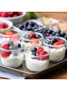 Σετ των 2 Intra Συλλεκτικό Ξύλινο Παζλ Plywood  4mm - Επιδόρπιο γιαουρτιού και μούρων - υγιεινό και νόστιμο Σε Ξύλινο Κουτί - Διαστάσεις: 10x10 cm – 25 κομμάτια