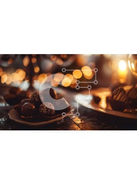 Σετ των 2 Intra Συλλεκτικό Ξύλινο Παζλ Plywood  4mm - Πιάτο με καραμέλες σοκολάτας σε ένα κομψό τραπέζι Σε Ξύλινο Κουτί - Διαστάσεις: 10x10 cm – 25 κομμάτια