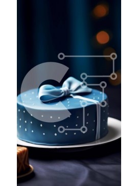 Intra Συλλεκτικό Ξύλινο Παζλ Plywood  4mm - Μπλε κέικ με κομψό φιόγκο και γλυκά Σε Ξύλινο Κουτί - Διαστάσεις: 10x10 cm – 25 κομμάτια