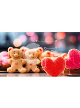 Σετ των 2 Intra Συλλεκτικό Ξύλινο Παζλ Plywood  4mm - Αρκουδάκι για την ημέρα του Αγίου Βαλεντίνου και μπισκότα σε σχήμα καρδιάς Σε Ξύλινο Κουτί - Διαστάσεις: 10x10 cm – 25 κομμάτια
