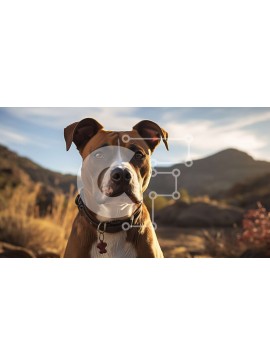 Intra Συλλεκτικό Ξύλινο Παζλ Plywood  4mm - Σκύλος μπόξερ σε βραχώδες έδαφος με βουνά Σε Ξύλινο Κουτί - Διαστάσεις: 10x10 cm – 25 κομμάτια