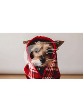 Intra Συλλεκτικό Ξύλινο Παζλ Plywood  4mm - Χαριτωμένος σκύλος με καρό κουκούλα Σε Ξύλινο Κουτί - Διαστάσεις: 10x10 cm – 25 κομμάτια