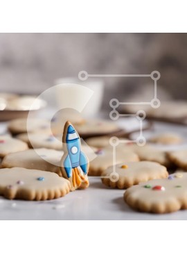 Σετ των 2 Intra Συλλεκτικό Ξύλινο Παζλ Plywood  4mm - Μπισκότα και γάλα με θέμα το διάστημα Σε Ξύλινο Κουτί - Διαστάσεις: 10x10 cm – 25 κομμάτια