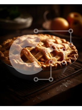 Σετ των 2 Intra Συλλεκτικό Ξύλινο Παζλ Plywood  4mm - Νόστιμη εικόνα της φρεσκοψημένης μηλόπιτας σε μια σχάρα Σε Ξύλινο Κουτί - Διαστάσεις: 10x10 cm – 25 κομμάτια