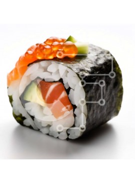 Σετ των 2 Intra Συλλεκτικό Ξύλινο Παζλ Plywood  4mm - Νόστιμο ρολό σούσι με επικάλυψη σολομού, αβοκάντο και χαβιάρι Σε Ξύλινο Κουτί - Διαστάσεις: 10x10 cm – 25 κομμάτια