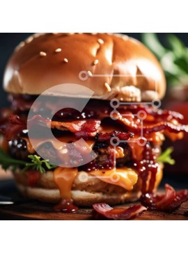 Σετ των 2 Intra Συλλεκτικό Ξύλινο Παζλ Plywood  4mm - Λαχταριστό χάμπουργκερ με μπέικον, τυρί και σάλτσα μπάρμπεκιου Σε Ξύλινο Κουτί - Διαστάσεις: 10x10 cm – 25 κομμάτια