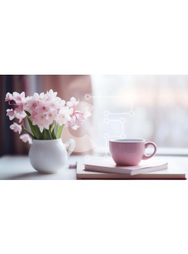 Σετ των 2 Intra Συλλεκτικό Ξύλινο Παζλ Plywood  4mm - Πρωινός καφές με βιβλία και λουλούδια στο τραπέζι Σε Ξύλινο Κουτί - Διαστάσεις: 10x10 cm – 25 κομμάτια