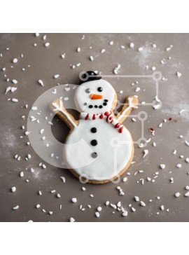 Σετ των 2 Intra Συλλεκτικό Ξύλινο Παζλ Plywood  4mm - Χριστουγεννιάτικο μπισκότο σε σχήμα χιονάνθρωπου με παγωτό και διακοσμητικά Σε Ξύλινο Κουτί - Διαστάσεις: 10x10 cm – 25 κομμάτια