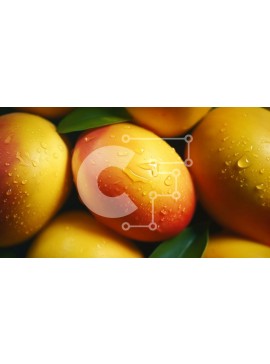 Σετ των 2 Intra Συλλεκτικό Ξύλινο Παζλ Plywood  4mm - Ώριμα κίτρινα μάνγκο με σταγονίδια νερού Σε Ξύλινο Κουτί - Διαστάσεις: 10x10 cm – 25 κομμάτια