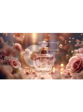 Σετ των 2 Intra Συλλεκτικό Ξύλινο Παζλ Plywood  4mm - Κομψό ροζ μπουκάλι αρώματος με όμορφα ροζ τριαντάφυλλα Σε Ξύλινο Κουτί - Διαστάσεις: 10x10 cm – 25 κομμάτια