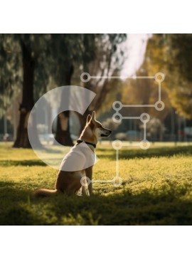 Intra Συλλεκτικό Ξύλινο Παζλ Plywood  4mm - Αξιολάτρευτο σκυλί που κάθεται στο πάρκο μια ηλιόλουστη μέρα Σε Ξύλινο Κουτί - Διαστάσεις: 10x10 cm – 25 κομμάτια