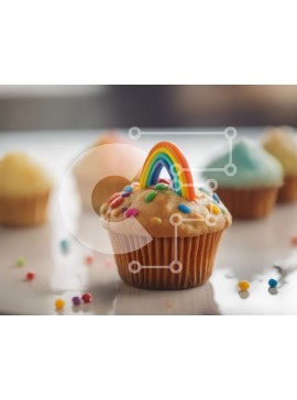 Σετ των 2 Intra Συλλεκτικό Ξύλινο Παζλ Plywood  4mm - Πολύχρωμο Rainbow Cupcake με ψεκασμούς Σε Ξύλινο Κουτί - Διαστάσεις: 10x10 cm – 25 κομμάτια